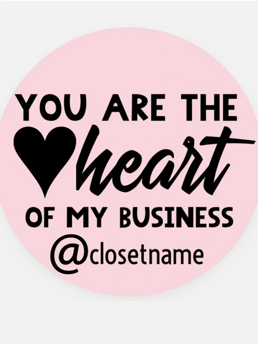 You Are The Heart Of My Business Pink Round Stickers Personalized 50 Stickers - Picture 1 of 2